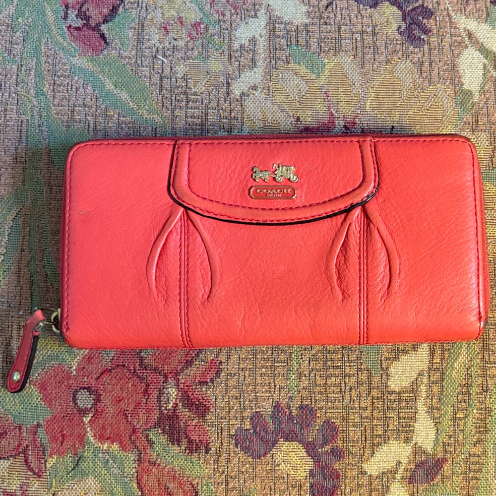 Coach Vibrant Salmon Leather Wallet